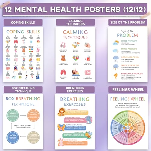 KIDS KING 12 Learning Posters - Mental Health (10"x14") - color: Mental Health