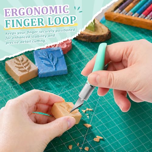 DIYSELF Precision Craft Knife, Fingertip Exacto Knife, 5 Extra #11 Blades - color: Green