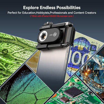 APEXEL 200X Portable Pocket Microscope, Advanced for Stamp & PCB Inspection