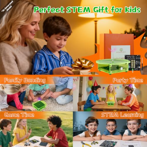 eUda+ STEM Tesla Lightning Kit for Kids&Adults 8-10 11-17 18+ Stem Toys for Ages 8-13 Teen Gift for Boys Girls 13-17 Science Kit for Kids 12-16 Build Your Own Tesla Coil Kit (Assembly Version, FWFB)