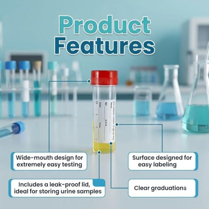 10Pcs Stool Sample Collection Kit,30ml Sample Containers with Label - color: Red