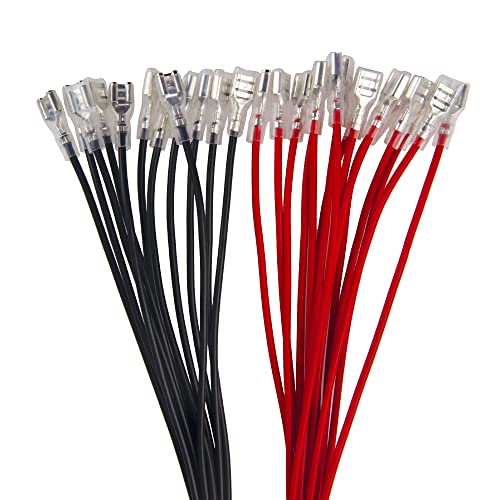 30Pcs Female Spade Crimp Terminal with Insulating Sleeve Quick Connectors Wire Splice Assortment Kit (6.3mm) - size: 6.3mm