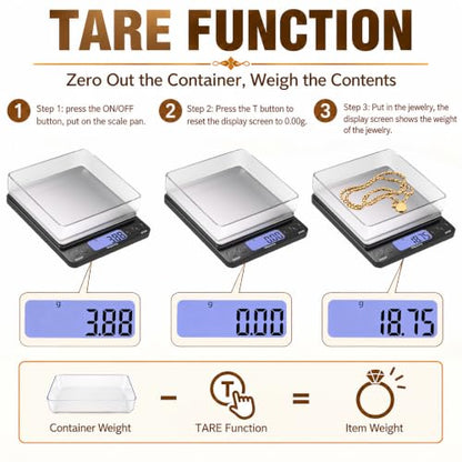 SKEAP Digital Jewelry Scale – 500g x 0.01g Precision Gold Scale for Jewelers & Collectors, Digital Coin Scale with Backlit LCD, Tare Function– Ideal for Gemstones, Bullion & Coins.
