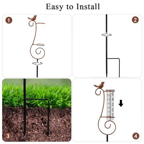 Hummingbird Rain Gauge Outdoor, 7 Inch Tube Metal Rain Gauge - color: Copper Hummingbird