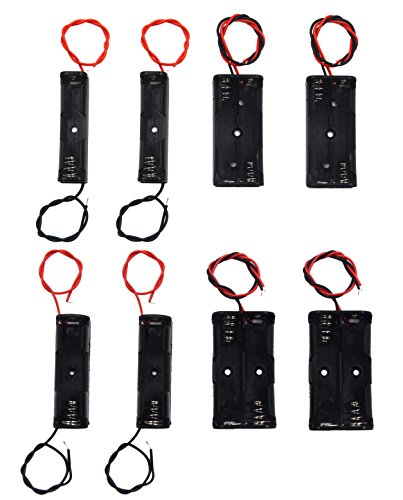 (Pack of 8 Battery Holder Bundle 2Pcs1 X 1.5VSingle AA, 2Pcs2 X 1.5V AA, 2Pcs1 X 1.5VAAA, 2Pcs 2 AAA Battery Holder with Leads