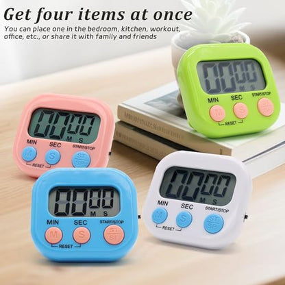 4 Pack Multi-Function Electronic Timer - Kitchen Timer,Magnetic Digital Timers,Big LCD Display, ON/Off Switch,Extensively Use in Cooking,Gym, Meeting, Classroom,Kitchen,Study,Work,Outdoor Activities - size: 4
