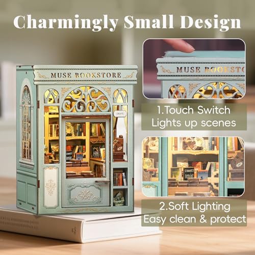 CUTEBEE Book Nook Kit for Adults, DIY Miniature House Kit, Mini House - color: Muse Bookstore