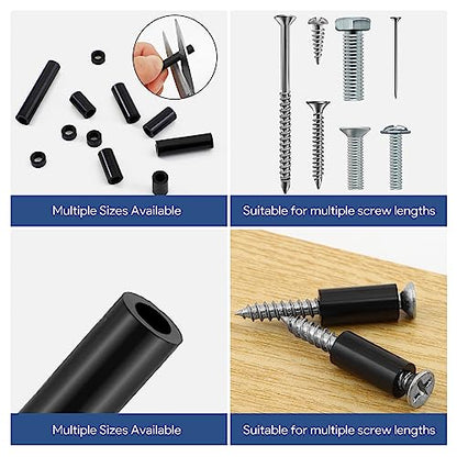 250pc Round Electrical Spacers Assortment Kit - ID 4MM OD 7MM, Outlet Screws & Switch/Receptacle Spacers 3MM to 35MM, Non-Threaded for M4 Screws - size: 0.2"W x 1.4"L (Pack of 250)