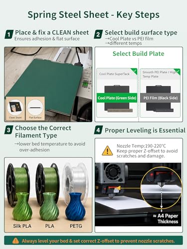 Upgraded Cold Plate & Smooth PEI Build Pate for Creality Hi Combo 280x265mm,Double Sided Textured Smooth Spring Steel Sheet Printed Bed Removable Platform for Creality Hi 3D Printer - size: 265x280mm