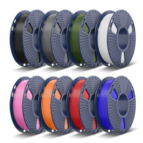 TECBEARS PLA+ Filament 1.75, 2kg Bundle, 0.25kg/Spool, 8 Packs - color: 0.25kg*8 Black, White, Grey, Olive Green, Blue, Pink, Orange, Red