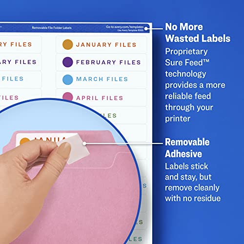 Avery Removable ID Labels, Sure Feed Technology, Removable Adhesive, 3-1/3" x 4", 150 Labels (6464) (Pack of 5) - size: Pack of 5