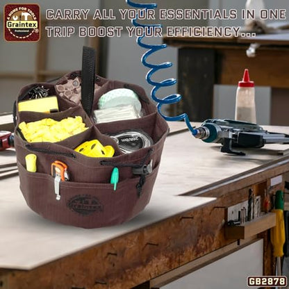Graintex 18 Pockets Grab Bag Rip-stop Canvas Drawstring Closure, Small Part Organizer Pouch, Small Tools, Screws, Parts, Parachute Tool Bag for Efficient Storage - Coffee Brown - color: Coffee Brown
