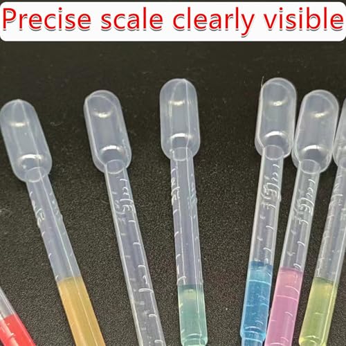 100-piece Package 2ML Pipette Plastic Pipette Drip Pipette Used to Transfer Liquids, resins, handicrafts, Essential Oil Mixing, Fish Tank Cleaning, Student Scientific Research Activities, etc.