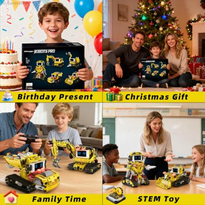 5 in 1 Robot Building Set with RC & APP for Boys Kids Ages 8-14