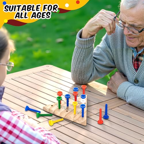 Zhanmai 50 Sets Wooden Triangle Peg Travel Game, Multi-Color Peg - color: Multi-color Peg