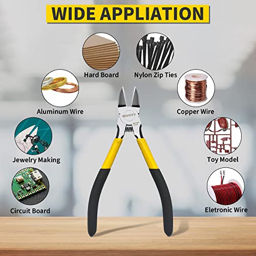 BOOSDEN Wire Cutter 6.5 inch Cutting Pliers Diagonal Cutter Snipper 6 Pack - size: 6.5"- 6 Pack