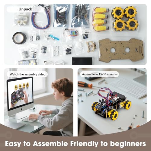 ACEBOTT Robot Kit, Robotics for Kids Ages 8-12 12-16, STEM Toys for Boys with Remote & App Control, Arduino & Scratch Compatible, Science Kits for Kids Age 8-12 12-16, for Boys & Girls(Yellow) - color: Yellow