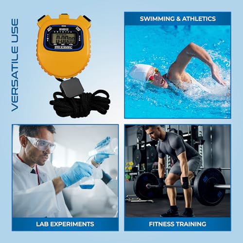 Sper Scientific Water Resistant Stopwatch 810012 - Digital Timer with Split Interval Function, 12/24 Hour Alarm Clock & Calendar for Sports, Labs, Fitness, and More - 4 pc - size: 4 Pack