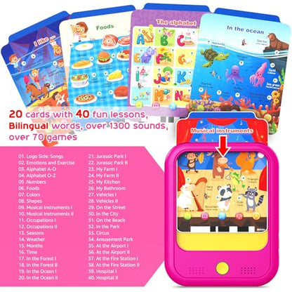 Qiaojoy Kids Learning Tablet Educational Learning Pad for Ages 2-5 Pink - color: Pink