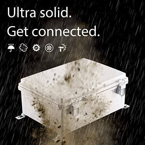 Gratury Junction Box, IP67 Waterproof Plastic Enclosure for Electrical Project, Hinged Grey Cover, Includes Mounting Plate and Wall Bracket - color: Grey, size: 14.6"×10.6"×5.9"
