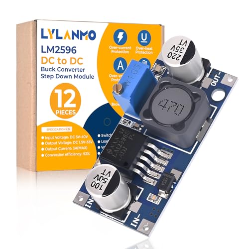 LM2596 DC to DC Buck Converter 3.0-40V to 1.5-35V DIY Power Supply Step Down Module Adjustable Voltage Regulator Electronic Voltage Stabilizer（Pack of 12） - style: 12PCS