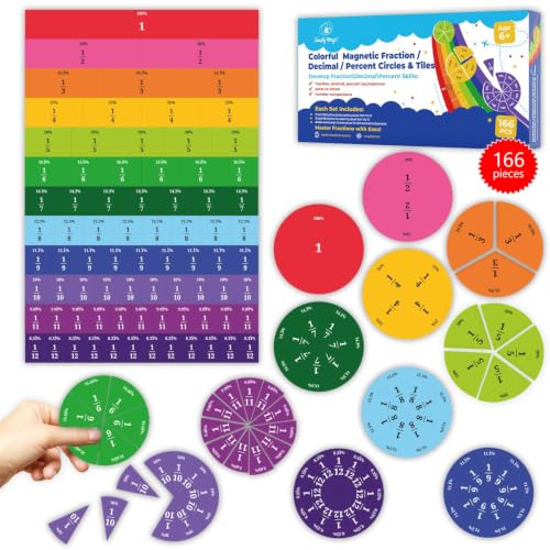 Simply magic 166 PCS Magnetic Fraction Tiles & Fraction Circles Percentages