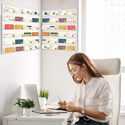 TURSTIN Business Card Holder Wall Mount Clear Sticker Display Marketing Holder Acrylic Business Card Stand Multi Pocket Rack Organizer Space Saver for Home Office (24 Pockets) - style: 24 Pockets