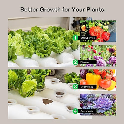 VIVOSUN Wall-Mounted Hydroponic Grow Kit, 1 Layers 36 Plant Sites 4 Food-Grade PVC-U Pipes Hydroponics Planting System with Water Pump, Pump Timer, Nest Basket and Sponge for Leafy Vegetables - size: 36(Wall mounted)