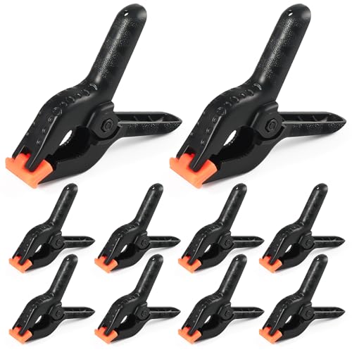 10 Pcs Spring Clamps, PureGuard 4.5 Inch Plastic Balloon Arch Clips Clamps Heavy Duty for Arch Backdrop Stand Woodworking Photography Crafts Decoration, Black - color: Black