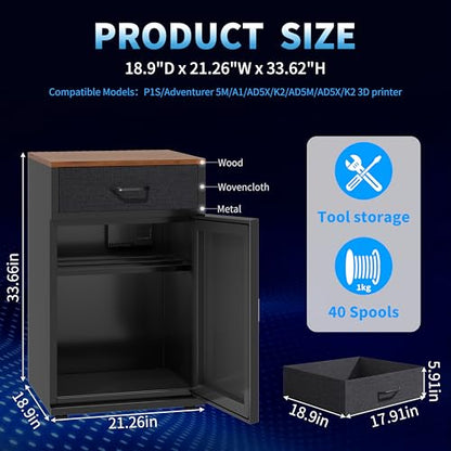3D Printer Stand with Filament Moisture-Proof Storage, 40 Rolls - color: BLACK 40 Rolls