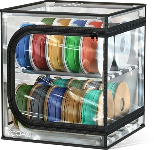 YOOPAI 3D Printer Filament Storage Box – 2 Tier Filament Storage Rack with Transparent Cover, Holds Up to 24 Rolls 1KG – 3D Filament Storage Organizer for Home, Workshop & Studio - size: Transparent Cover-20 Rolls