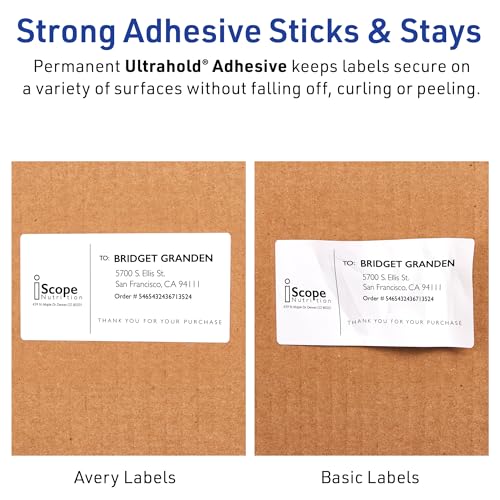 Avery Waterproof Labels with Ultrahold Adhesive, 2" x 4", Case of 500 Labels for Laser Printers (15513)