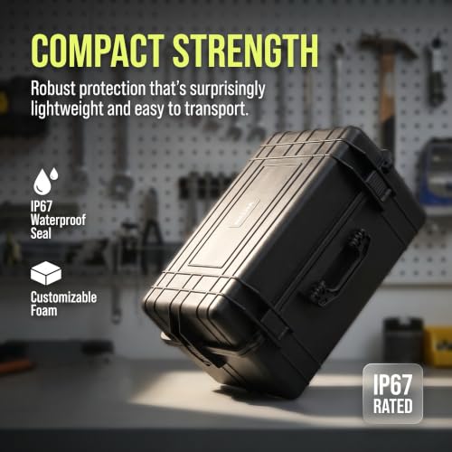 MEIJIA All Weather Waterproof Hard Camera Case,Hard Case with Customizable Fit Foam,Fit Use of Drones,Camera,Equipments,Pistols,Elegant Black (Black, 24.01"x16.92"X12.2") - size: 24.01" x 16.92" x 12.2"