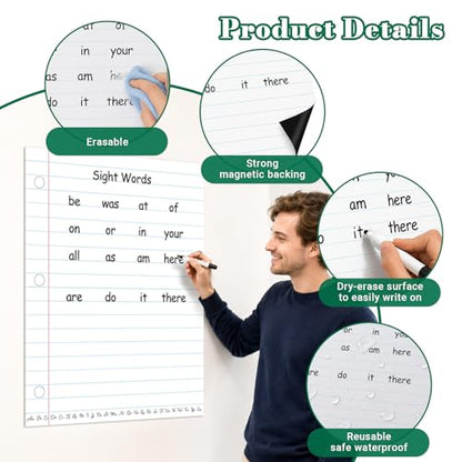 17 x 21 in Giant Magnetic Notebook Paper,Dry Erase Lined for Classroom - size: Notebook Paper - 17 x 21 in