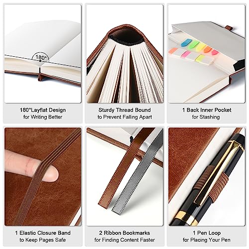 Graph Paper Notebook, 312 Numbered Pages, Squared Grid Leather Journal, B5 - color: Brown, size: B5