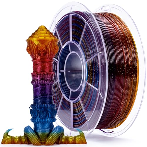 ZIRO PLA Filament 1.75mm, Sparkle Glitter & Transluent Base, Gemstone Mix - color: Gemstone Mix