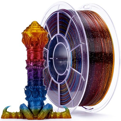 ZIRO PLA Filament 1.75mm, Sparkle Glitter & Transluent Base, Gemstone Mix - color: Gemstone Mix