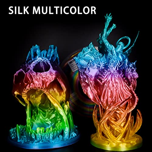 Silk PLA Filament Multicolor, 3D Printer Filament Rainbow PLA Filament 1.75mm +/- 0.02mm, 3D Printing Filament 1kg/2.2lbs - color: Silk Rainbow