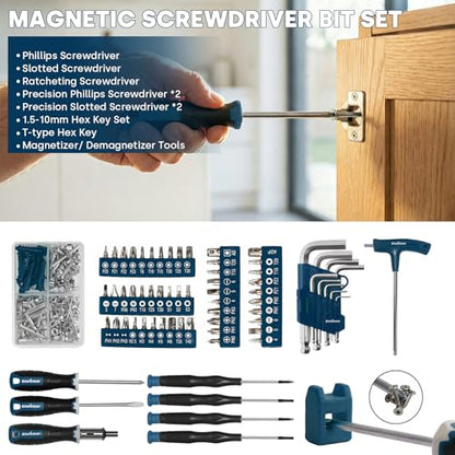 Enventor Tool Set with Molded Storage Case, 220 Pieces, Blue - color: Blue