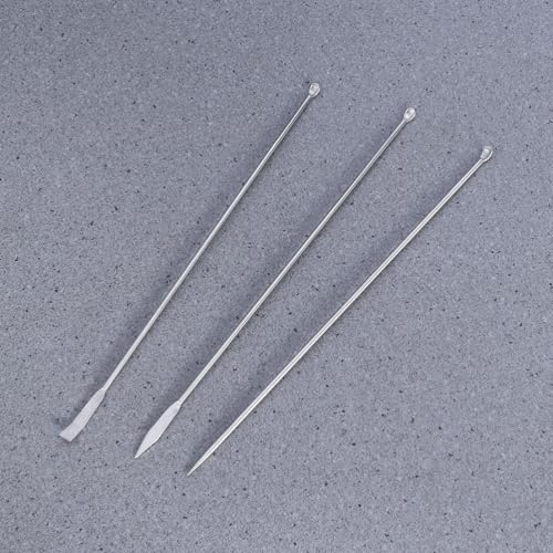 Hemobllo 6-Pack Stainless Steel Reagent Sampling Spoons Spatula Set for Deep Bottle Sampling Powder Scooping Mixing Chemistry Lab and Kitchen Use