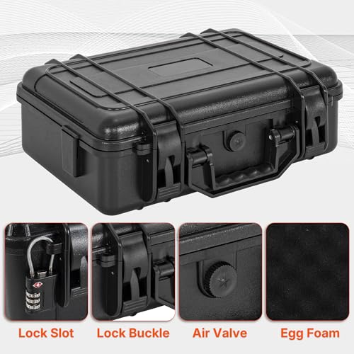 TORIBIO Hard Carrying Case with Foam, Shockproof Storage Box 14"x9.3"x3.5" - size: 14" x 9.3" x 3.5"