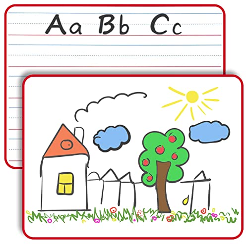 SCRIBBLEDO Magnetic Lined Dry Erase Whiteboard 9 x 12, Double Sided - color: Red