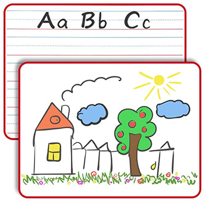 SCRIBBLEDO Magnetic Lined Dry Erase Whiteboard 9 x 12, Double Sided - color: Red