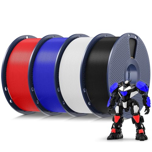SUNLU PLA 3D Printer Filament, Black+White+Red+Klein Blue, 4KG - color: Black+white+klein Blue+red, size: 4 kg