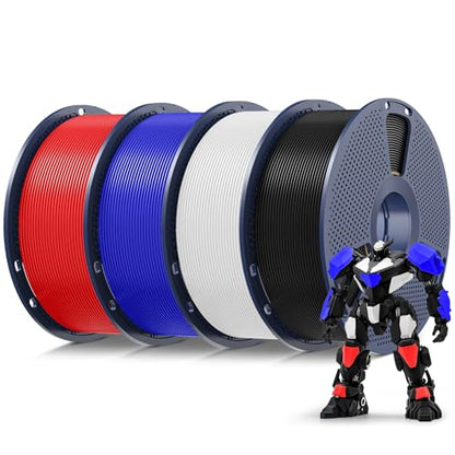SUNLU PLA 3D Printer Filament, Black+White+Red+Klein Blue, 4KG - color: Black+white+klein Blue+red, size: 4 kg