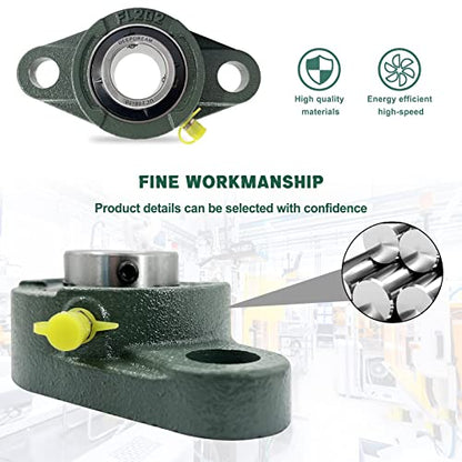 2 Pcs of DEEPDREAM UCFL202-10 Pillow Block Bearing 5/8 inch Bore, 2 Bolt Flange Mounted, Self Alignment - size: UCFL202-10-2pcs