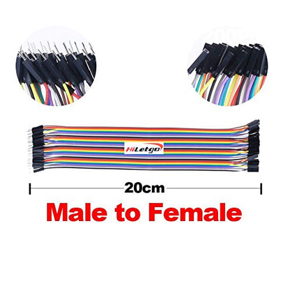 HiLetgo 200pcs/5x40pcs Breadboard Jumper Wires with Male Pin or Female Pin 2.54mm 2.0mm Male Female Pin Mutual Transfer Length 20CM Electronic Jumper Cables Assortment Kit for DIY - size: Small