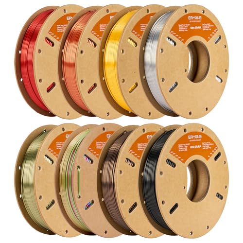 ERYONE PLA Filament 3D Printer Filament Bundle Multicolor 1.75mm +/- 0.03mm, PLA Filament 250g Spool, 8 Rolls, Ultra Silk Series - color: Ultra Silk Series, size: 2KG