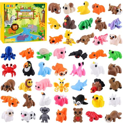 JOICEE 50Pcs Mini 3D Printed Animals Articulated Flexible Fidget Toys - color: Brown