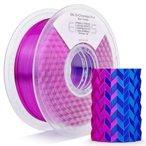 Silk Ribbon PLA 3D Printer Filament, Tri-Color Fast Color Changing PLA 1.75mm, Shiny Multicolor 3D Printing Filament 1kg / 2.2lbs, Blue Fuchsia - color: Blue Fuchsia